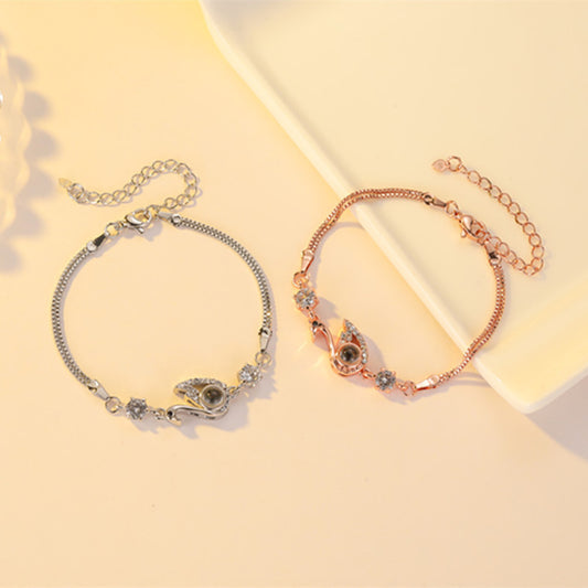 Elegant Black Swan Zircon Bracelet