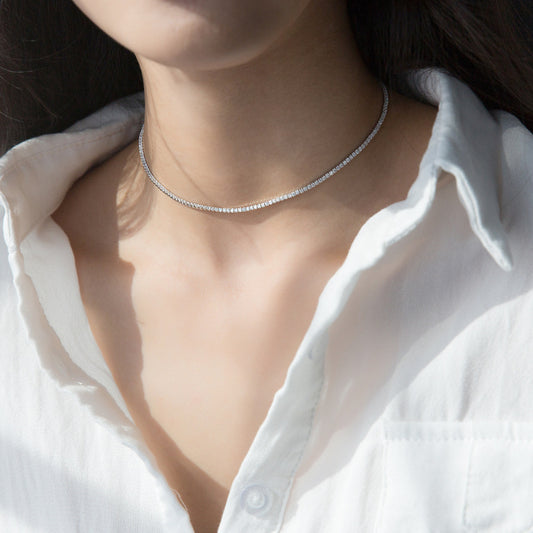 S925 Silver Diamond Choker Necklace